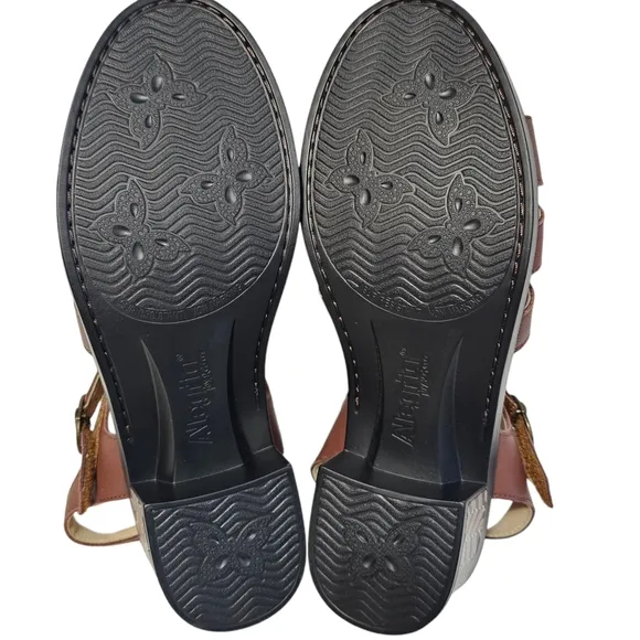 New Alegria Tasia Leather Chunky Heel Sandals Brown Size EU 42/ US 11.5-12