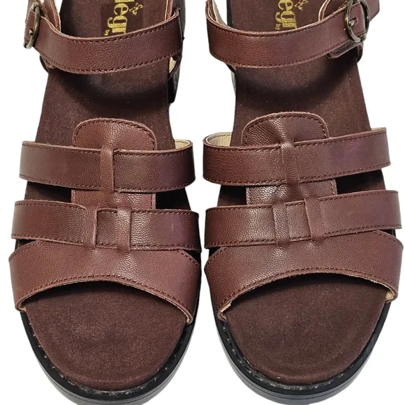 New Alegria Tasia Leather Chunky Heel Sandals Brown Size EU 42/ US 11.5-12