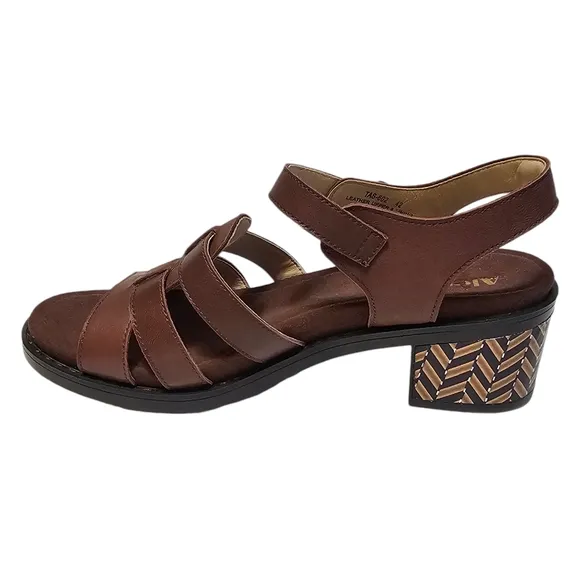 New Alegria Tasia Leather Chunky Heel Sandals Brown Size EU 42/ US 11.5-12