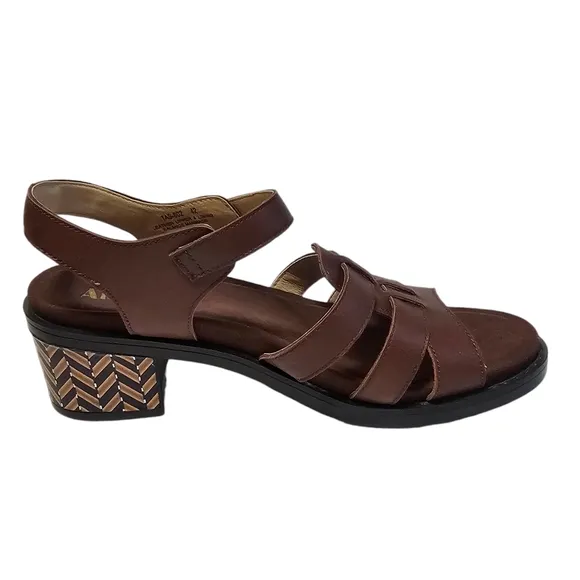 New Alegria Tasia Leather Chunky Heel Sandals Brown Size EU 42/ US 11.5-12
