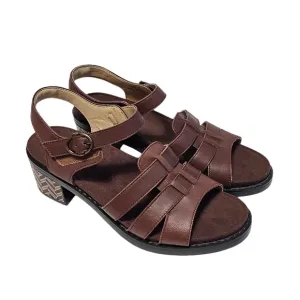 New Alegria Tasia Leather Chunky Heel Sandals Brown Size EU 42/ US 11.5-12
