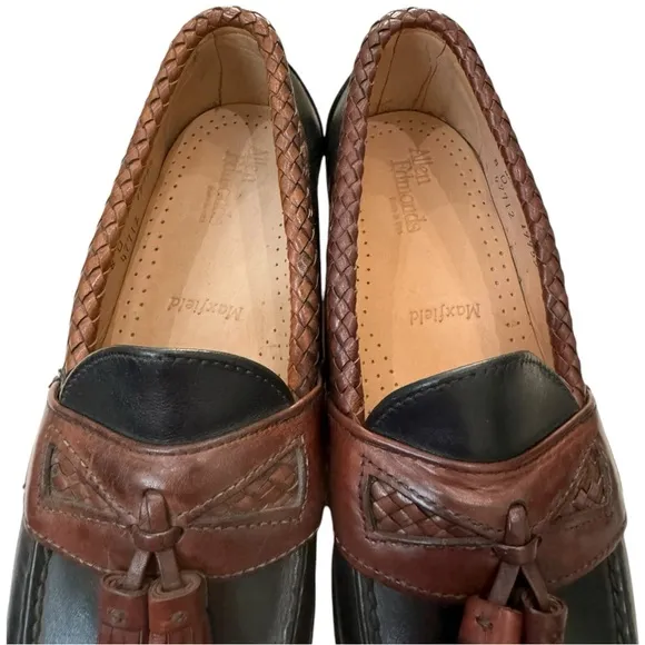 New Allen Edmonds Maxfield Black Brown Leather Slip-on Loafers 8  8D