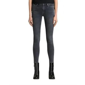 NEW ALLSAINTS eve stretch denim skinny jeans in raven black