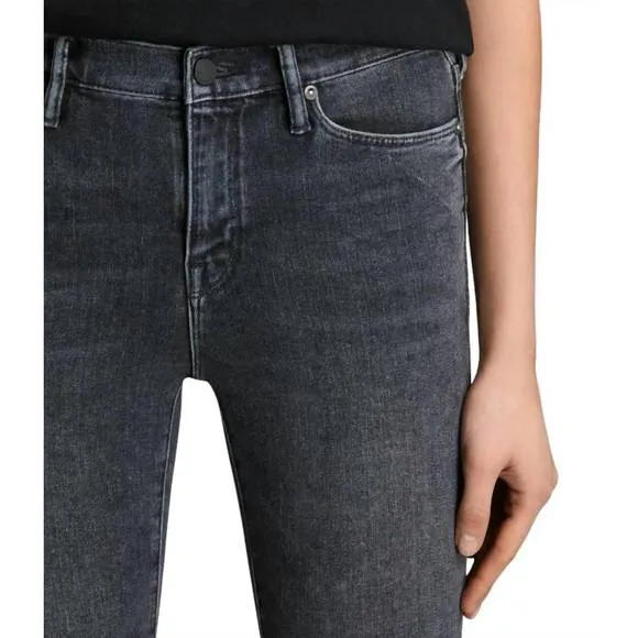 NEW ALLSAINTS eve stretch denim skinny jeans in raven black