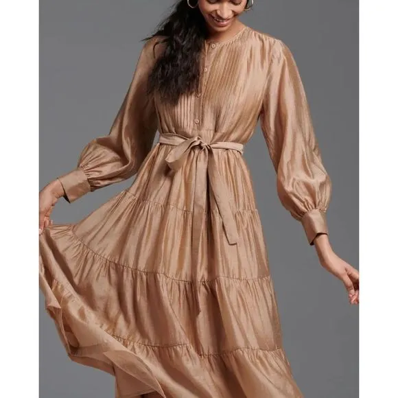 NEW Anthropologie Agosta Tiered Maxi Dress Size L