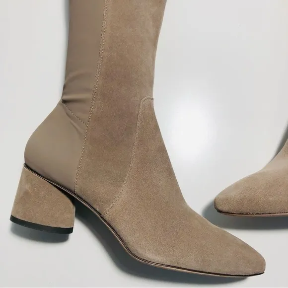 NEW Antonio Melani Haddison Suede Over-the-Knee Block Heel Boots in Taupe sz 6.5