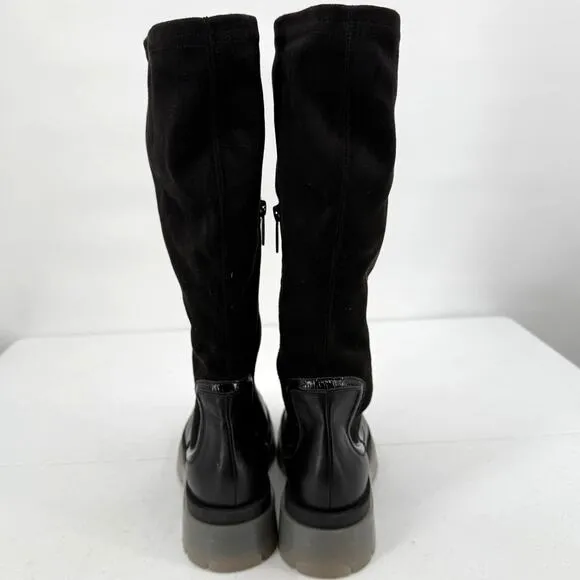 NEW AQUATALIA Drew Stretch Suede Tall Weatherproof Black Boots Size 7.5