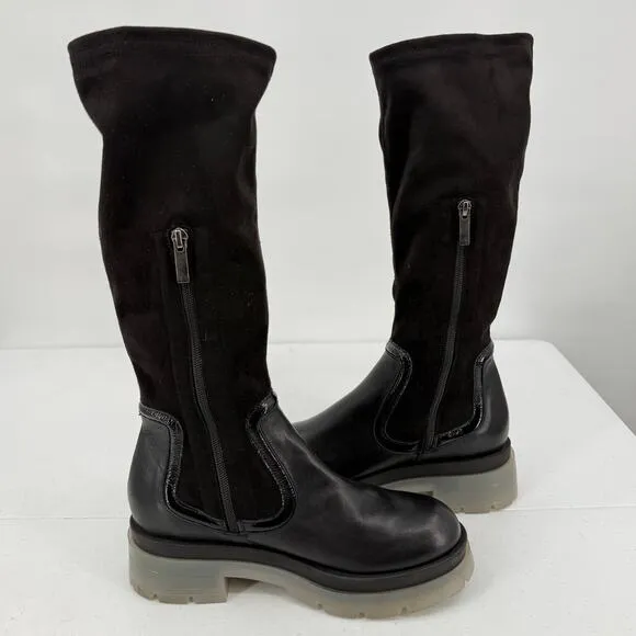 NEW AQUATALIA Drew Stretch Suede Tall Weatherproof Black Boots Size 7.5