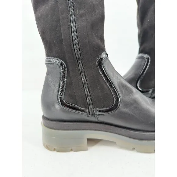 NEW AQUATALIA Drew Stretch Suede Tall Weatherproof Black Boots Size 7.5