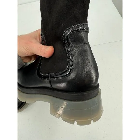 NEW AQUATALIA Drew Stretch Suede Tall Weatherproof Black Boots Size 7.5