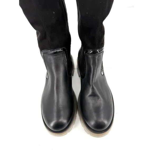 NEW AQUATALIA Drew Stretch Suede Tall Weatherproof Black Boots Size 7.5