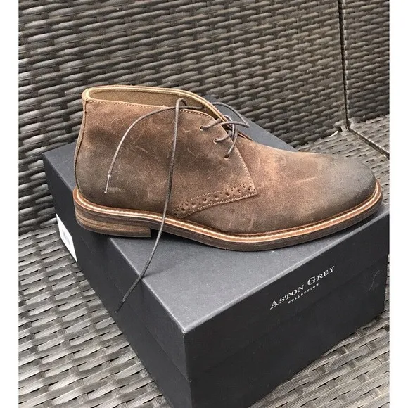New Aston Grey Collection Legaewet Rust Boots Men 8 Leather Waxed Suede Rts:$199