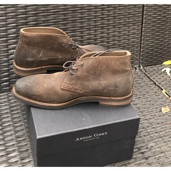 New Aston Grey Collection Legaewet Rust Boots Men 8 Leather Waxed Suede Rts:$199