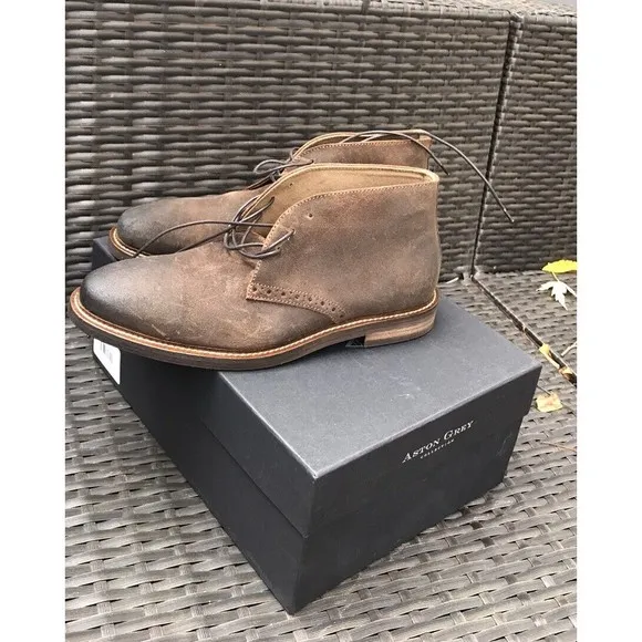 New Aston Grey Collection Legaewet Rust Boots Men 8 Leather Waxed Suede Rts:$199