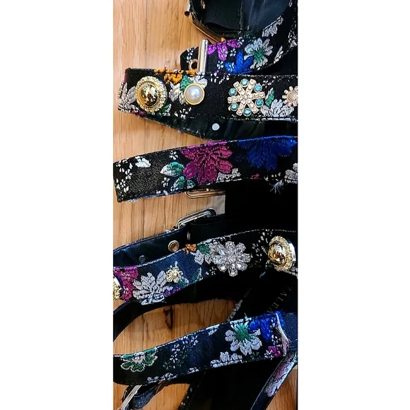 New AZALEA WANG BASE EMBELLISHED GLADIATOR SANDAL Size 10 Black