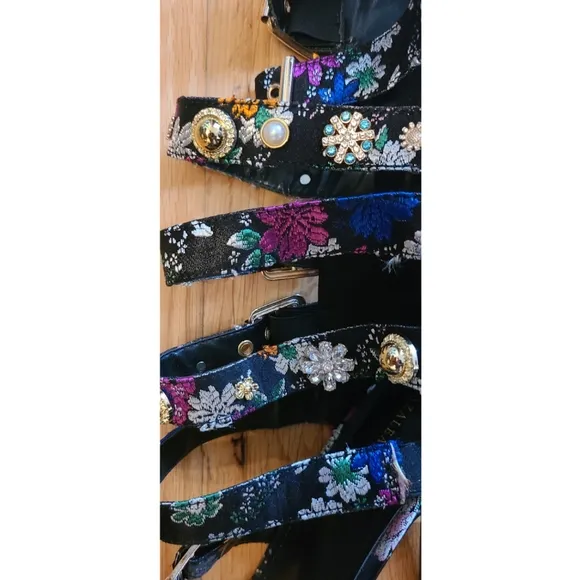 New AZALEA WANG BASE EMBELLISHED GLADIATOR SANDAL Size 10 Black