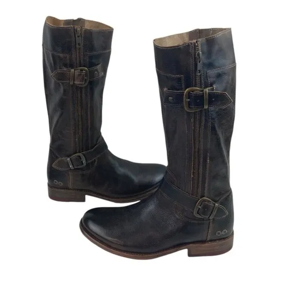 New Bed Stu Gogo Boots Women’s Size 9 Brown Leather Tall Riding Grunge Festival