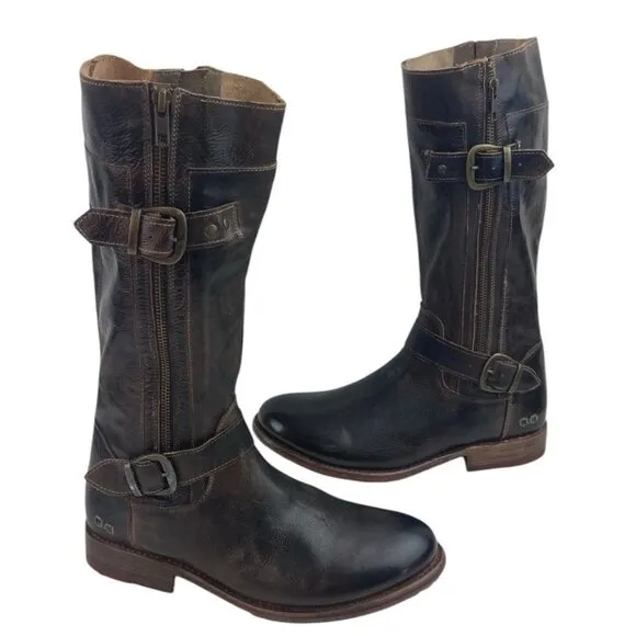 New Bed Stu Gogo Boots Women’s Size 9 Brown Leather Tall Riding Grunge Festival
