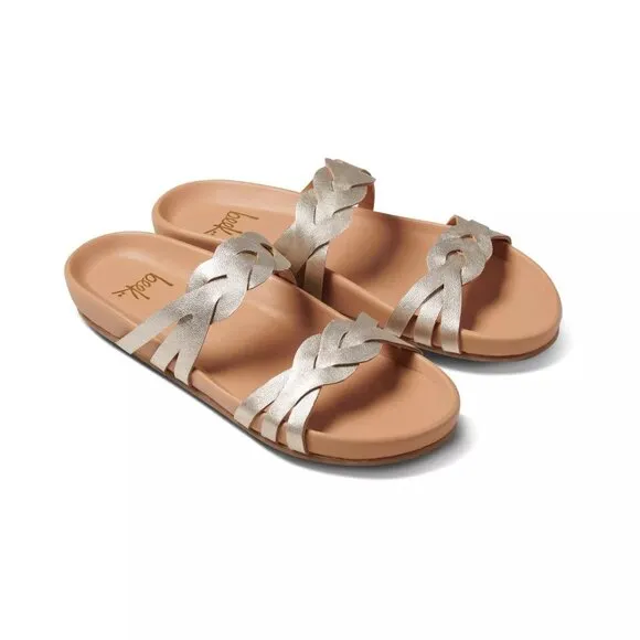 NEW BEEK Leather Motmot Footbed Sandals Platinum for women 123mn