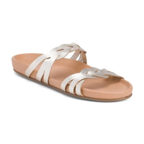 NEW BEEK Leather Motmot Footbed Sandals Platinum for women 123mn