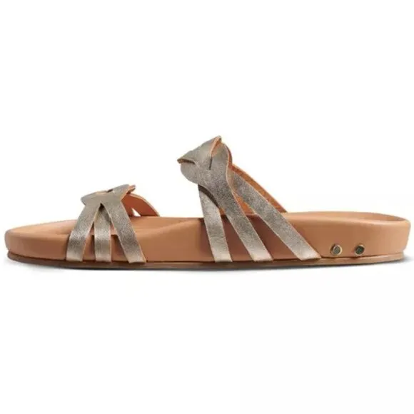 NEW BEEK Leather Motmot Footbed Sandals Platinum for women 123mn