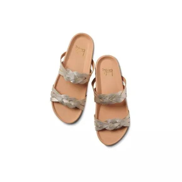 NEW BEEK Leather Motmot Footbed Sandals Platinum for women 123mn