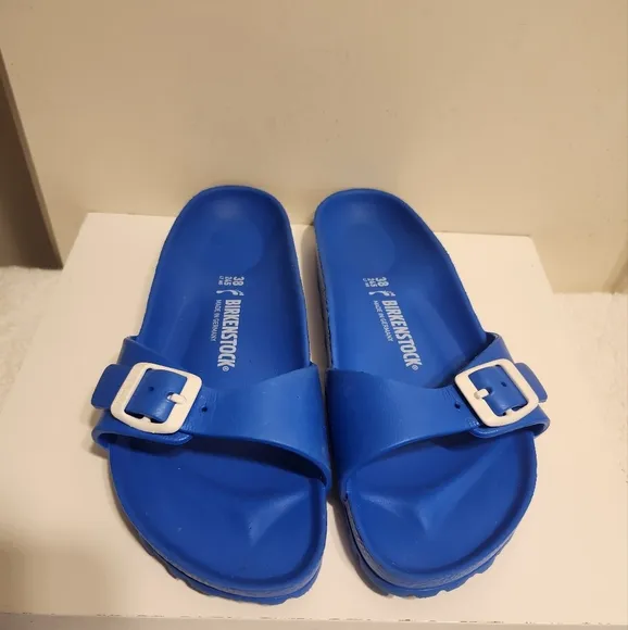 New Birkenstock Madrid EVA Blue One Buckle Comfort Sandals Woman sz.7/38 Ret $88