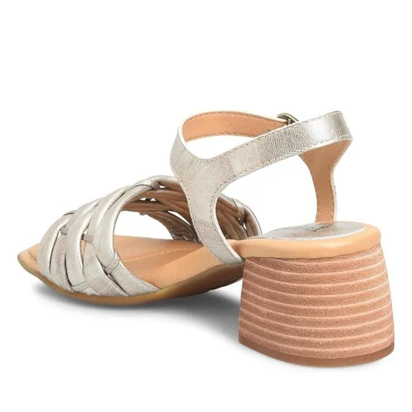 NEW Born Shonie Leather Block Heel Comfort Sandals in Gold Sz. 9