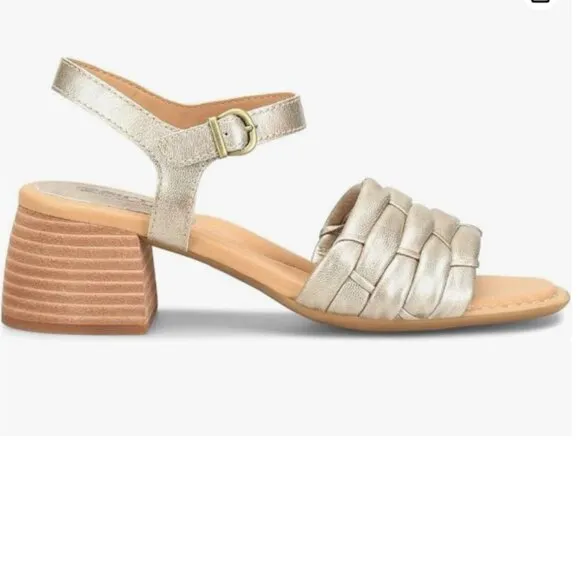 new BORN Shonie Leather Heeled Comfort Sandals   253