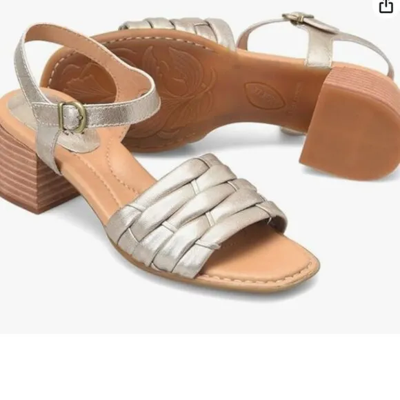 new BORN Shonie Leather Heeled Comfort Sandals   253