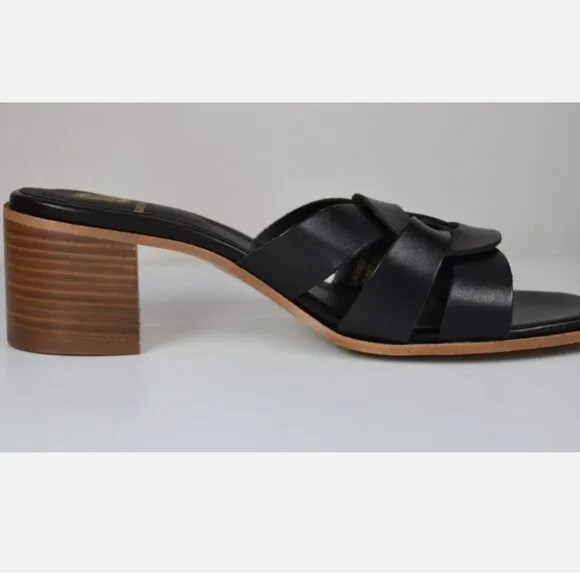 NEW BRUNO MAGLI women Made In Portugal Leather Aria Heeled Sandals black 253