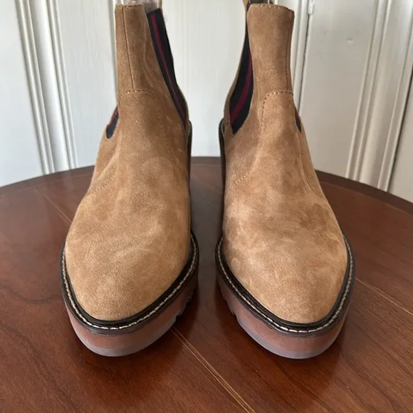 New Cecelia New York Gemma Tan Suede/Leather Wedge Boots Size 8