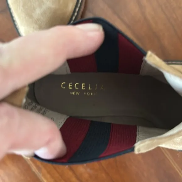 New Cecelia New York Gemma Tan Suede/Leather Wedge Boots Size 8