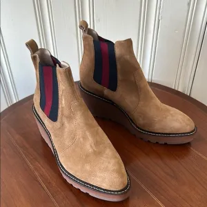 New Cecelia New York Gemma Tan Suede/Leather Wedge Boots Size 8
