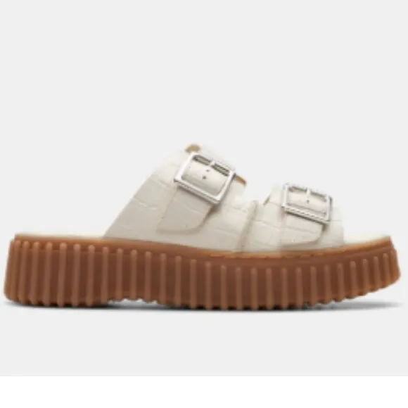 new CLARKS Leather Torhill Slide Comfort Sandals 252