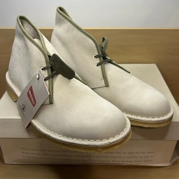 New Clarks Originals Mens DESERT BOOTS White/Celery US 13 Retail $220