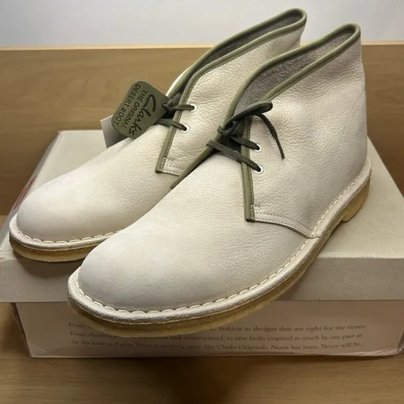 New Clarks Originals Mens DESERT BOOTS White/Celery US 13 Retail $220