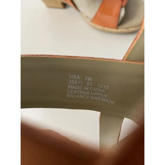 NEW! Clarks Rose Memory Orange Leather Slingback Cork Wedge Sandals Womens 7M
