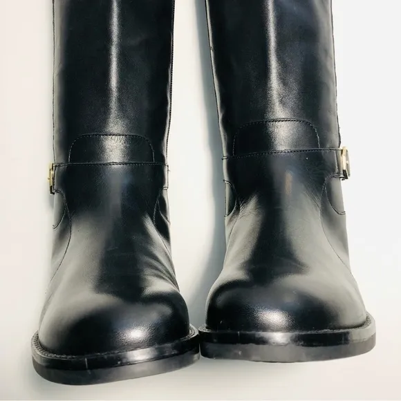 NEW Cole Haan Belted Leather Knee High Riding Boots in Black size 5.5