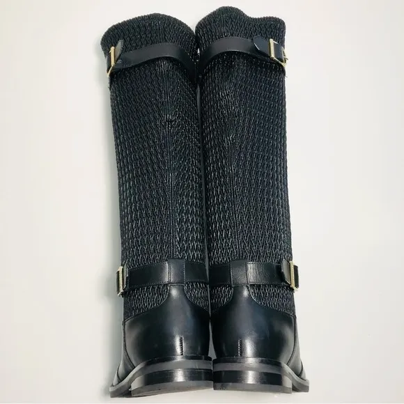 NEW Cole Haan Belted Leather Knee High Riding Boots in Black size 5.5