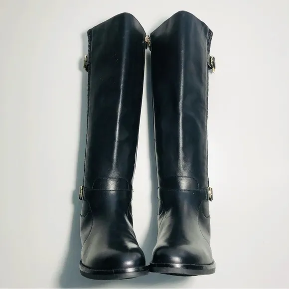 NEW Cole Haan Belted Leather Knee High Riding Boots in Black size 5.5