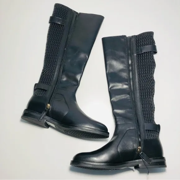 NEW Cole Haan Belted Leather Knee High Riding Boots in Black size 5.5