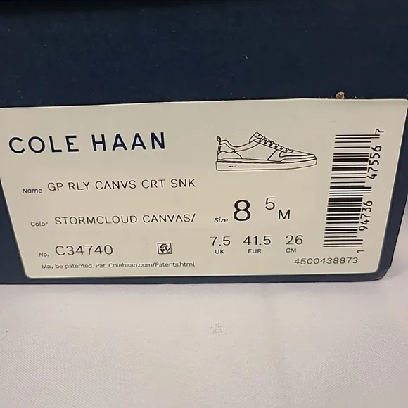 NEW Cole Haan Men's Grandpro Rally Stormcloud Grey Canvas Court Sneakers Sz 8.5