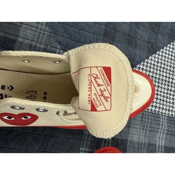 NEW CONVERSE x COMME DES GARCONS PLAY‎ CHUCK 70 &quot;EGRET RED MIDSOLE&quot; US MEN'S 10