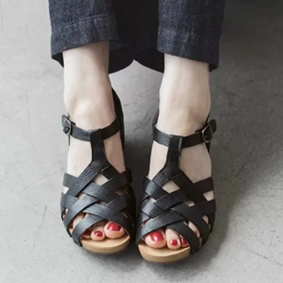 NEW Dansko Tinley Wedge Sandals - Leather black For Women 253