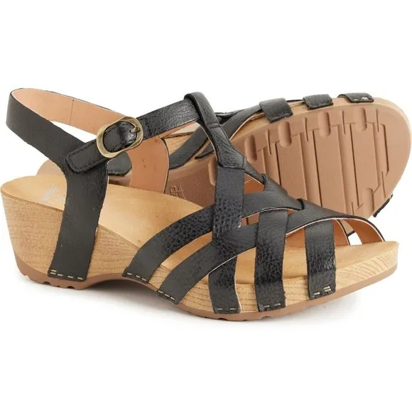 NEW Dansko Tinley Wedge Sandals - Leather black For Women 253