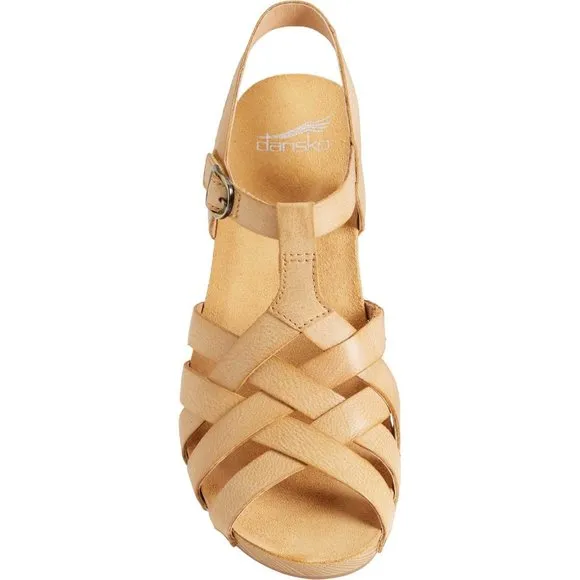 NEW Dansko Tinley Wedge Sandals - Leather Tan Milled Burnished For Women 252