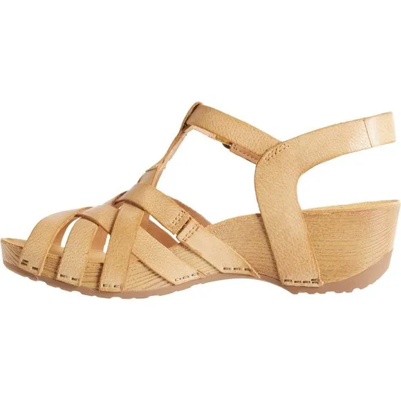 NEW Dansko Tinley Wedge Sandals - Leather Tan Milled Burnished For Women 252