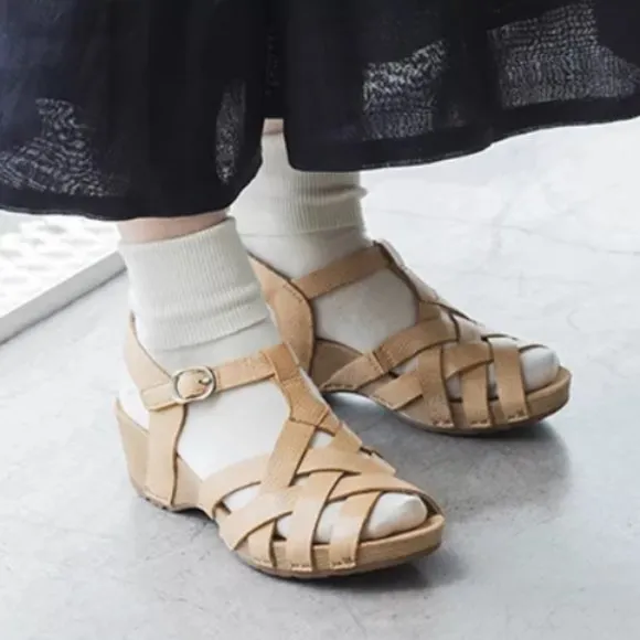 NEW Dansko Tinley Wedge Sandals - Leather Tan Milled Burnished For Women 252