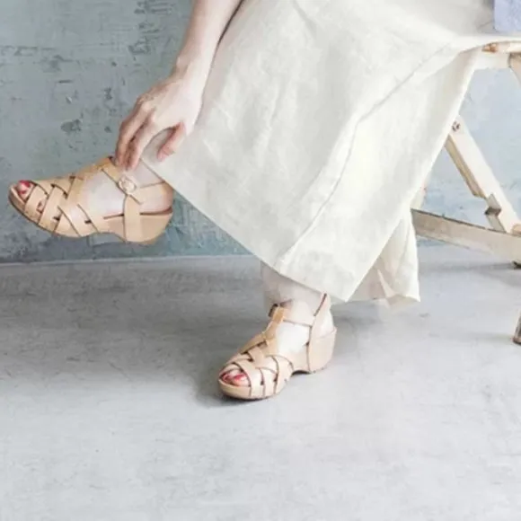 NEW Dansko Tinley Wedge Sandals - Leather Tan Milled Burnished For Women 252